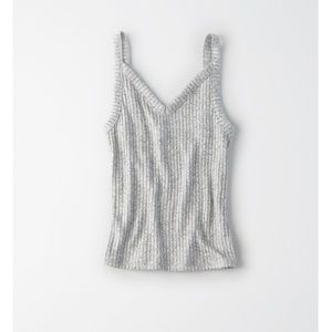Dark grey ribbed crop tank American Eagle